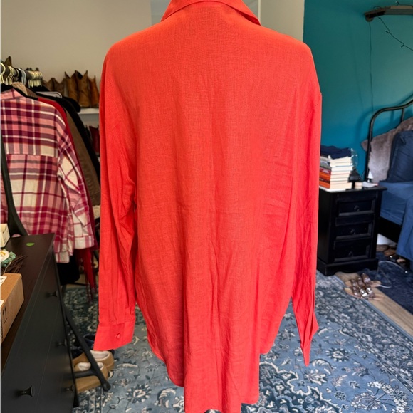 ROLLA'S Red Button Down Linen Shirt - Picture 3 of 5